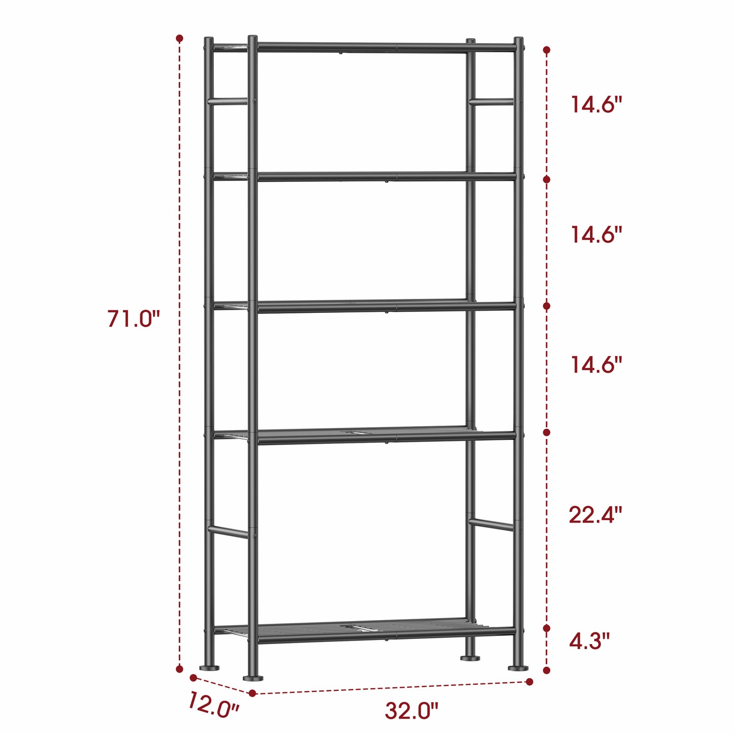 Sakugi Storage Shelves - 3 Tier Shelf Organizer, Sturdy Metal Garage Shelving with Adjustable Leveling Feet, Space-Saving Shelves Organizer for Pantry, Laundry, Kitchen (18" x 12" x 30", Black)