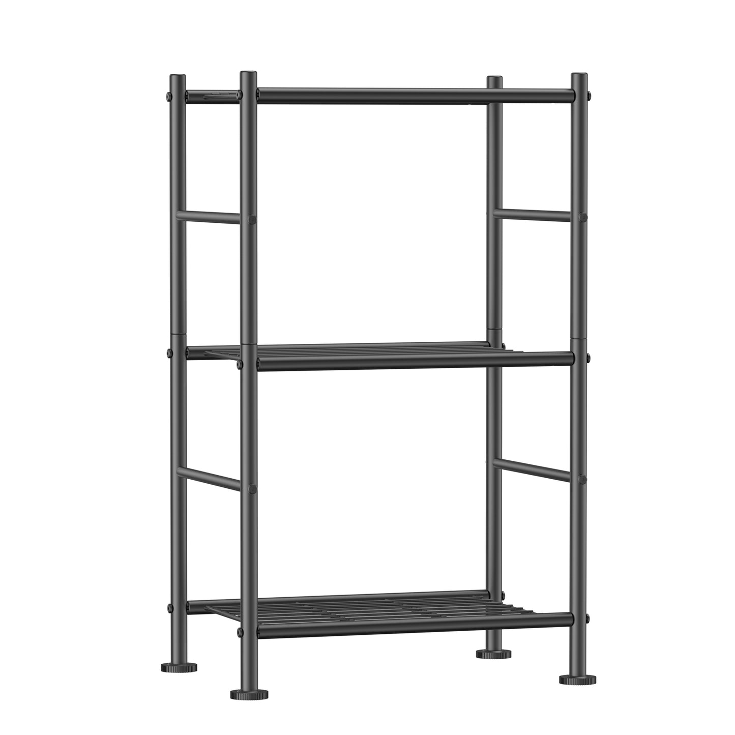 Sakugi Storage Shelves - 3 Tier Shelf Organizer, Sturdy Metal Garage Shelving with Adjustable Leveling Feet, Space-Saving Shelves Organizer for Pantry, Laundry, Kitchen (18" x 12" x 30", Black)