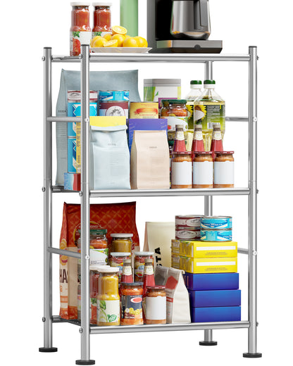 Sakugi Storage Shelves - 3 Tier Shelf Organizer, Sturdy Metal Garage Shelving with Adjustable Leveling Feet, Space-Saving Shelves Organizer for Pantry, Laundry, Kitchen (18" x 12" x 30", Black)