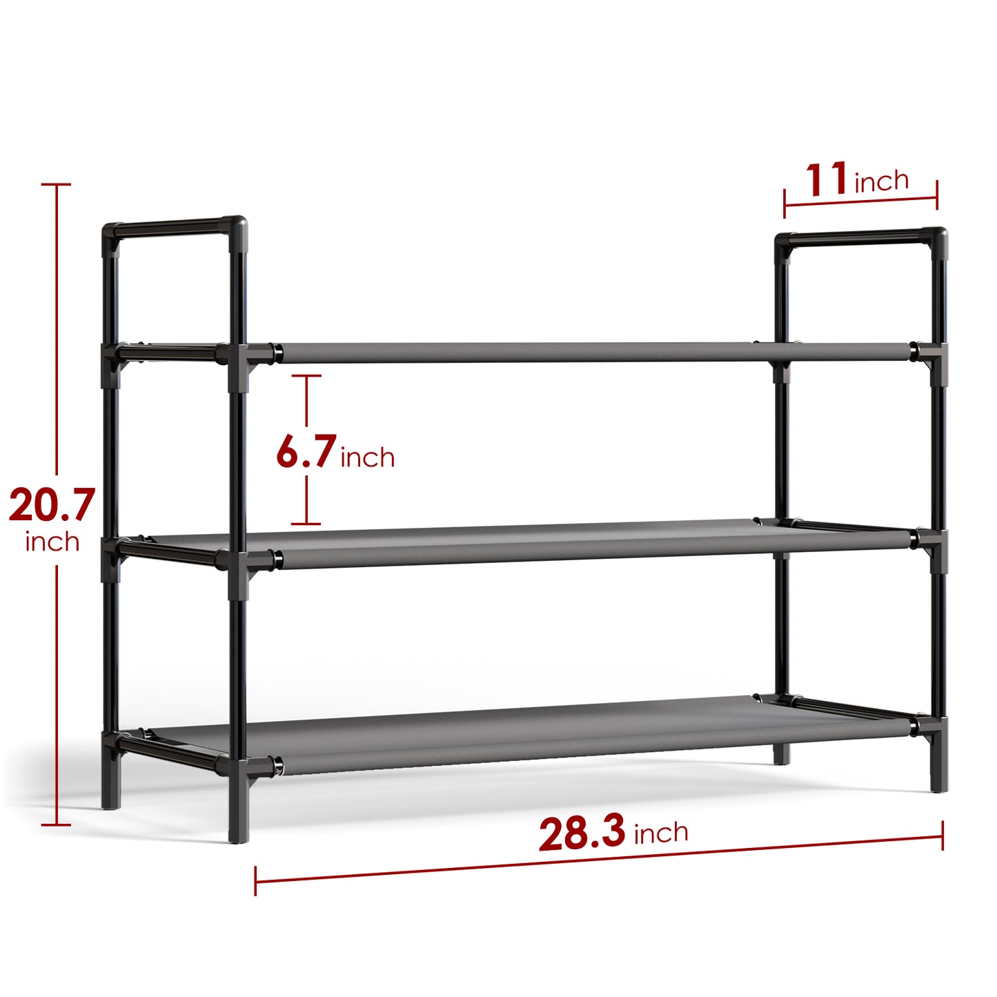 Sakugi Shoe Rack - Large-Capacity Shoe Organizer, 3-Tier Shoe Storage Rack, Sturdy & Durable Shoe Rack for Closet, Garage & Corridor, Stackable Shoe Rack for Entryway, Up to 16 Pairs of Shoes, Black