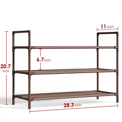 Sakugi Shoe Rack - Large-Capacity Shoe Organizer, 3-Tier Shoe Storage Rack, Sturdy & Durable Shoe Rack for Closet, Garage & Corridor, Stackable Shoe Rack for Entryway, Up to 16 Pairs of Shoes, Black