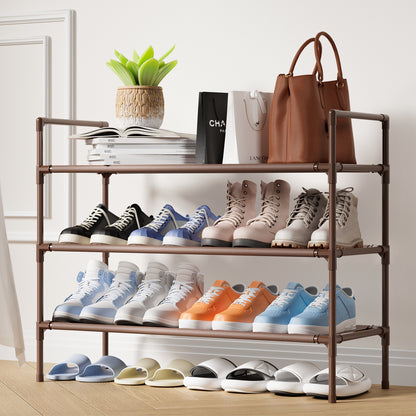 Sakugi Shoe Rack - X-Large Shoe Organizer, 3-Tier Shoe Storage Rack, Sturdy & Durable Shoe Rack for Closet, Garage & Corridor, Stackable Shoe Rack for Entryway, Up to 16 Pairs of Shoes, Black