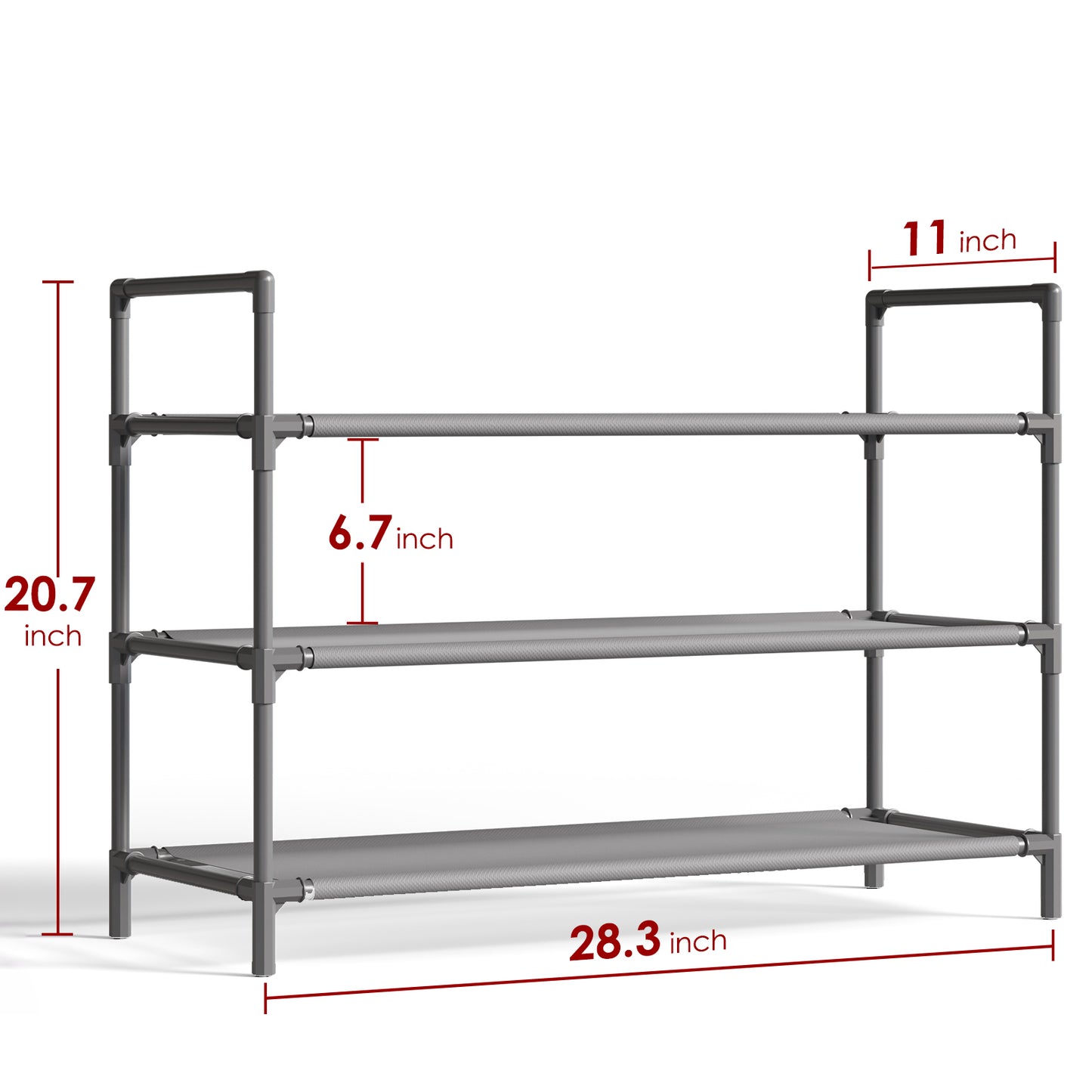 Sakugi Shoe Rack - Large-Capacity Shoe Organizer, 3-Tier Shoe Storage Rack, Sturdy & Durable Shoe Rack for Closet, Garage & Corridor, Stackable Shoe Rack for Entryway, Up to 16 Pairs of Shoes, Black