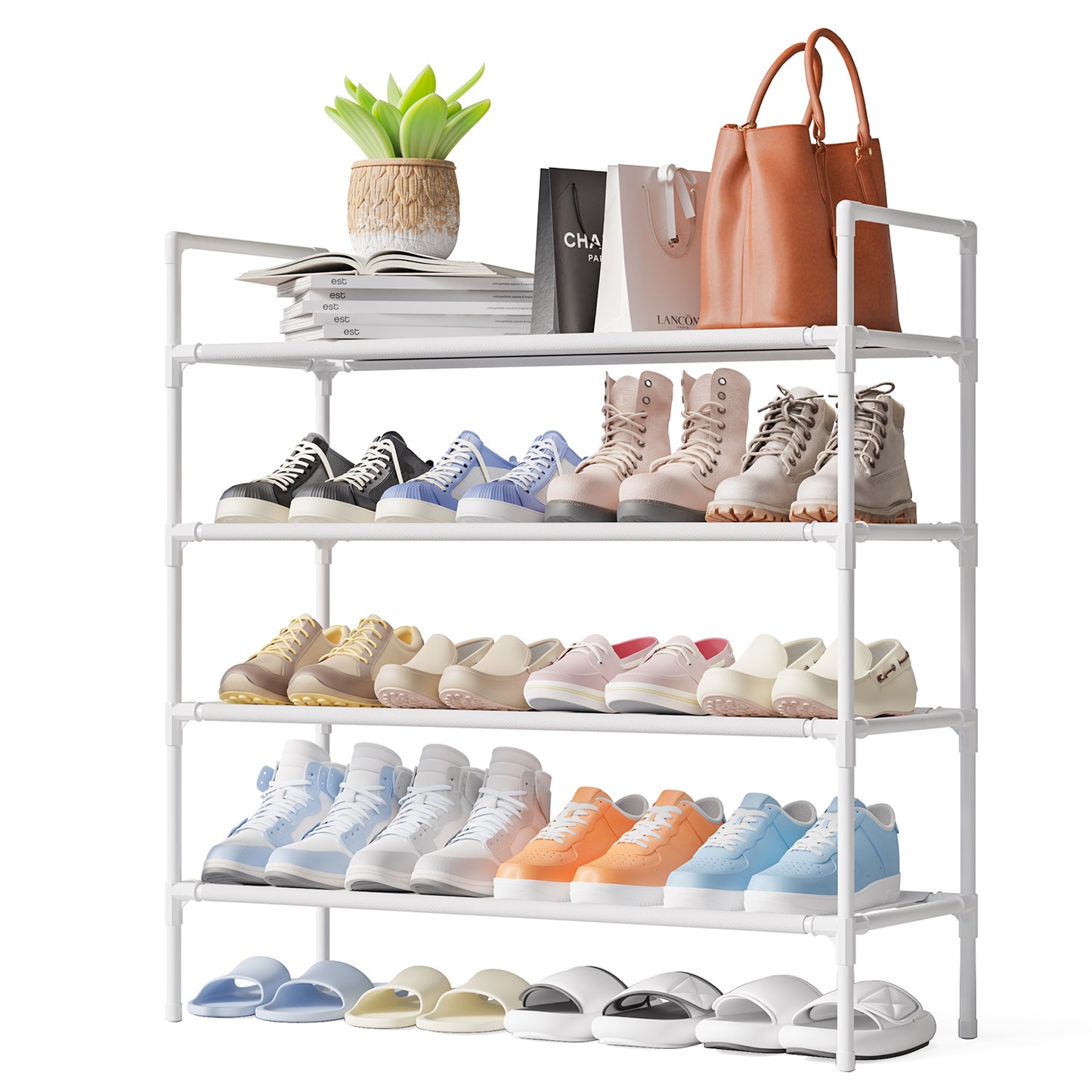 Sakugi Shoe Rack - X-Large Shoe Organizer, 3-Tier Shoe Storage Rack, Sturdy & Durable Shoe Rack for Closet, Garage & Corridor, Stackable Shoe Rack for Entryway, Up to 16 Pairs of Shoes, Black