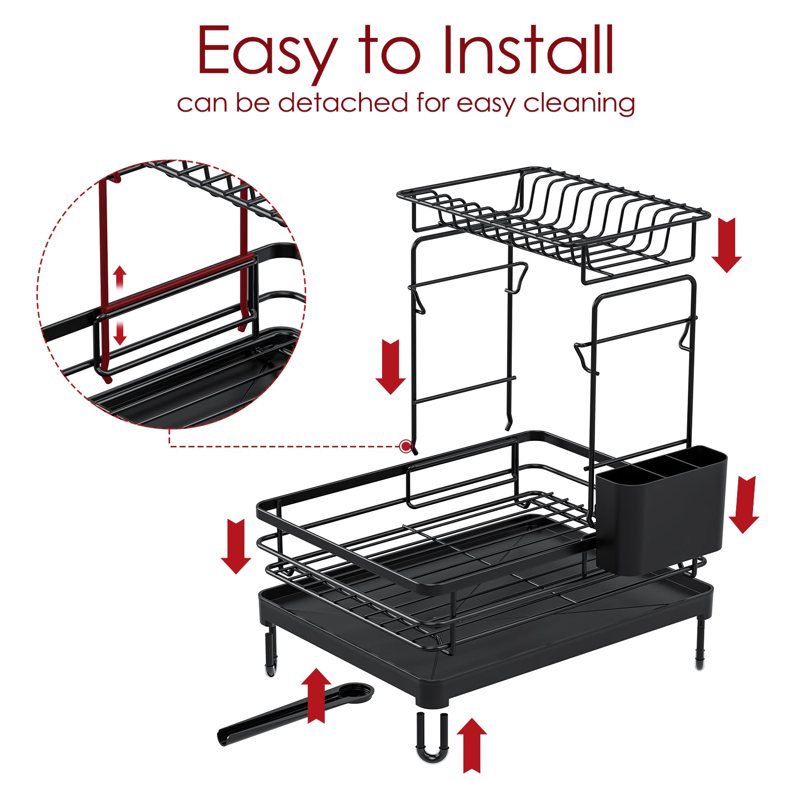 Sakugi Dish Drying Rack for Countertop - Rustproof Dish Rack, Space-Sa