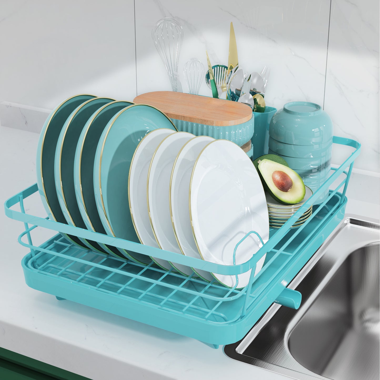  Sakugi Dish Drying Rack - Large Stainless Steel Dish Rack for  Kitchen Counter, Kitchen Organizers and Storage for Dishes, Bowls, Cutlery,  Gray