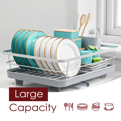 Sakugi Dish Drying Rack - Compact Dish Rack for Kitchen Counter with a Cutlery Holder, Durable Stainless Steel Kitchen Dish Rack for Various Tableware, Dish Drying Rack with Easy Installation,Silver