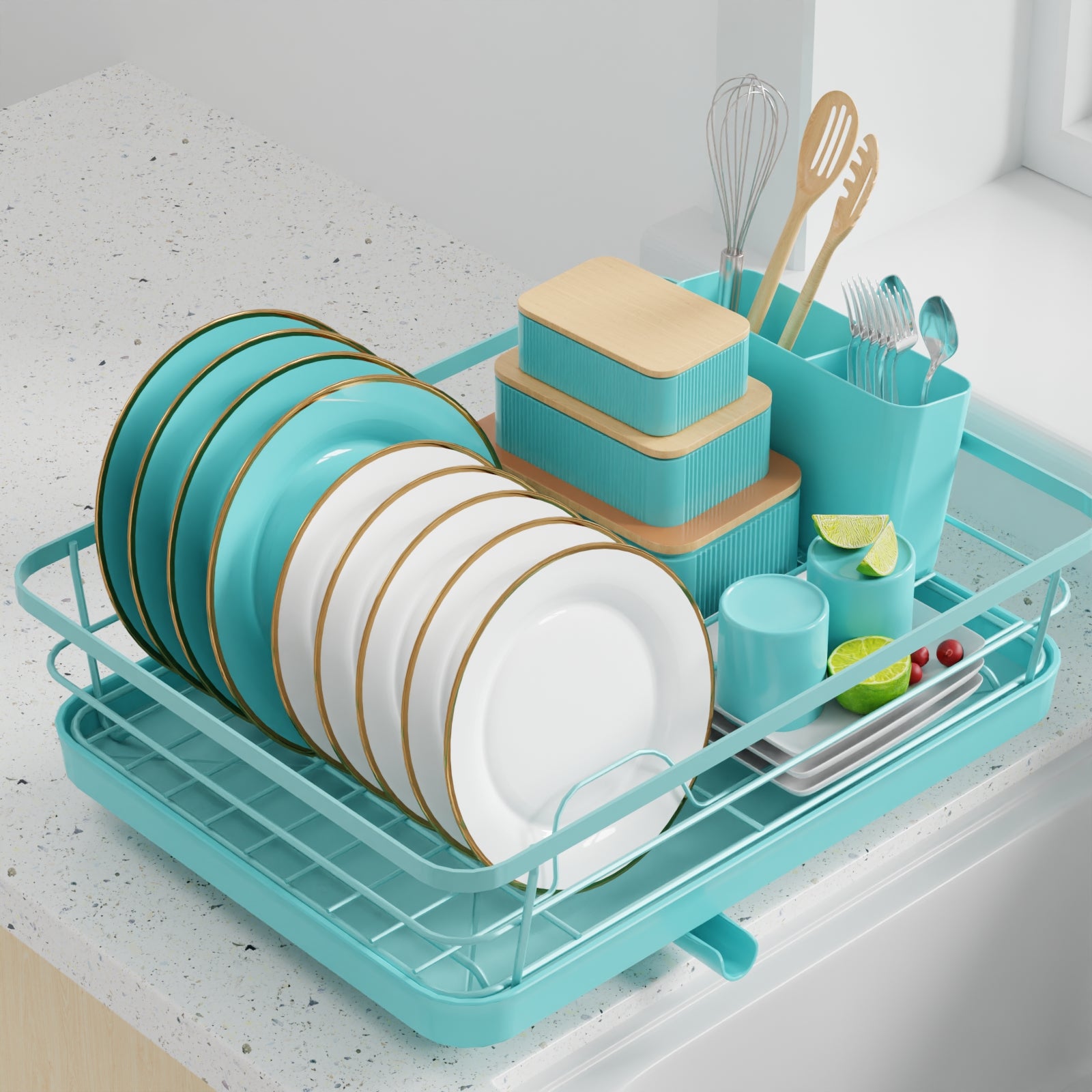 Sakugi Dish Drying Rack for Countertop - Rustproof Dish Rack, Space-Saving  & Multipurpose Drying Rack for Kitchen Counter with Utensil Holder
