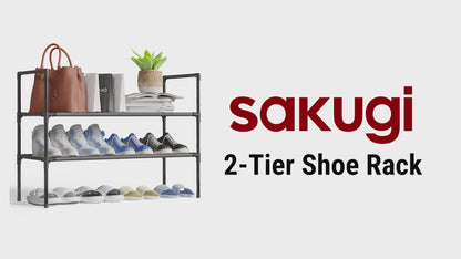 Sakugi Shoe Rack - X-Large Shoe Organizer, 3-Tier Shoe Storage Rack, Sturdy & Durable Shoe Rack for Closet, Garage & Corridor, Stackable Shoe Rack for Entryway, Up to 16 Pairs of Shoes, Black